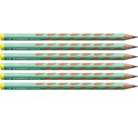 STABILO - Lápiz triangular ergonómico para zurdos - EASYgraph en verde pastel - Pack de 6 - Dureza HB