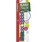STABILO – Lápiz triangular ergonómico EASYgraph para zurdos – color petrol HB – Pack de 2