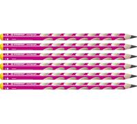 STABILO Lápiz de grafito triangular ergonómico EASYgraph para zurdos rosa - Pack de 6 HB