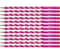 STABILO - Lápiz triangular delgado para diestros - EASYgraph S en rosa - Pack de 12- Mina HB