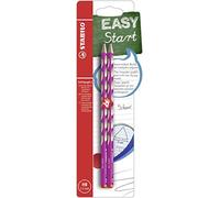 STABILO - Lápiz triangular delgado para diestros - EASYgraph S en rosa - Pack de 2 - Mina HB