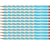 STABILO - Lápiz triangular delgado para diestros - EASYgraph S en azul - Pack de 12 - Mina HB