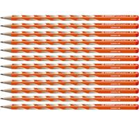 STABILO - lápiz de grafito triangular fino para diestros - EASYgraph S | naranja, pack de 12, grado de dureza HB