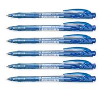 STABILO Liner - Bolígrafo retráctil fino (6 unidades), color azul