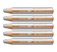 Stabilo lot de 3 crayons woody rond large mine 10 mm argent