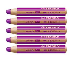 Stabilo lot de 6 crayons aux talents multiples woody 3 in 1, rond,bruy