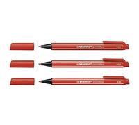 STABILO Lote de 3 bolígrafos de fieltro punmax punta media, 0,8 mm, color rojo