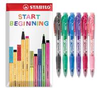 STABILO Marathon - Bolígrafo retráctil, punta fina de 0,7 mm, paquete de 6 (mezclado)