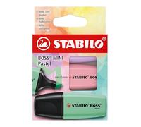 STABILO Marcadores fluorescentes BOSS MINI Pastel – trazo 2–5 mm – Pack 3 (verde, rosa, violeta)