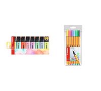 STABILO Marcador boss original pastel estuche con 8 colores pastel + Rotulador puntafina point 88 Estuche con 8 colores pastel