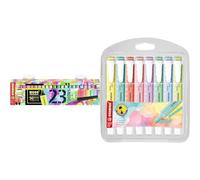 STABILO Marcador BOSS ORIGINAL - Set de escritorio 50 aniversario con 23 colores & Rotulador fluorescente swing cool pastel estuche de 8 unidades colores surtidos