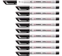 STABILO Rotulador permanente OHPen universal punta media soluble en agua Pack de 10 negro