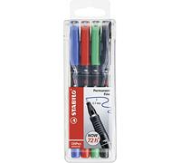 STABILO Rotulador permanente OHPen universal punta fina Estuche de 4 verde rojo azul negro