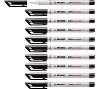 STABILO - Rotulador permenente - OHPen universal - punta super fina soluble en agua - Pack de 10 - negro