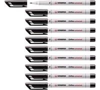 STABILO Rotulador permanente OHPen universal punta fina soluble en agua Pack de 10 negro