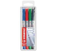 STABILO - marcador permanente - OHPen universal | soluble en agua, punta fina, pack de 4, verde, rojo, azul, negro
