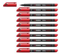 STABILO Rotulador permanente OHPen universal – punta superfina – Pack de 10 rojo