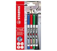 STABILO - Rotulador permanente - Write-4-all - punta fina - Pack de 4 - azul, rojo, verde, negro
