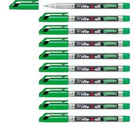 STABILO - marcador permanente - Write-4-all | punta superfina, pack de 10, verde