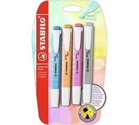 STABILO - Marcador - swing cool Pastel - Pack de 4 - Gris seda, fucsia fresco, azul celeste, naranja suave - Blíster