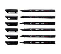 STABILO Otop - Lote de 6 bolígrafos de punta media (punta media, 1 mm, tinta permanente), color negro
