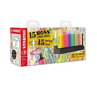 Stabilo pack de set de mesa con 15 marcadores stabilo boss y 15 mercadores swing cool - tinta con base de agua - colores surtidos