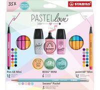 STABILO Set de rotuladores Pastelove – Estuche de 35, punta fina, premium – EO77/5-9