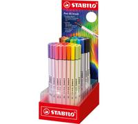 STABILO Pen 68 Brush Arty Line con punta de pincel, expositor de 80 unidades colores surtidos