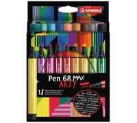STABILO Pen 68 MAX ARTY 768/18-21, set de 18 rotuladores con punta de 1+5 mm
