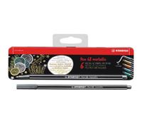 Stabilo pen 68 metallic rotulador medio metálico, multicolor 6 pieza(