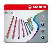 STABILO Pen 68 - Rotulador (20 unidades, estuche metálico, 20 colores diferentes)