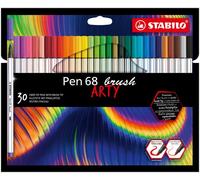 STABILO PEN BRUSH ARTY LINE Rotuladores de Punta Pincel, Colores Surtidos, Caja Metal de 30 unidades