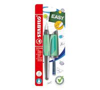 STABILO - Pluma estilográfica escolar con plumín estándar M - EASYbuddy Pastel en verde menta - azul (borrable) - Incluye cartucho