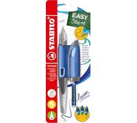 STABILO - Pluma estilográfica escolar ergonómica para zurdos con plumín para principiantes A - EASYbirdy Pastel Edition en color de cuerpo azul/azul claro - Incluye cartucho y herramienta de ajuste