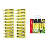 STABILO Recambio de tinta BOSS ORIGINAL - Caja con 20 unidades color amarillo & Marcador fluorescente BOSS ORIGINAL - Estuche con 4 amarillos