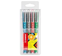 STABILO Roller worker+ colorful Punta media Estuche de 4 azul, negro, rojo, verde