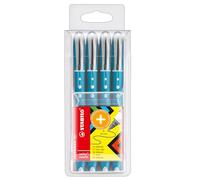 STABILO - roller - worker+ colorful | punta media, pack de 4, azul