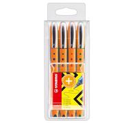 STABILO Roller worker+ Punta fina Estuche de 4 colores verde, rojo, azul, negro