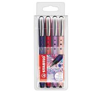 STABILO – Bolígrafo roller worker+ NatureCOLORS Wildflower – Estuche de 4 – Tinta azul