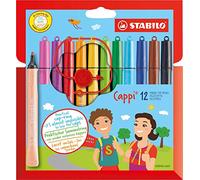 STABILO Rotulador Cappi medio con anilla en el tapón – Estuche 12 colores