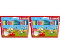STABILO Rotulador con zona de sujeción triangular Trio A-Z - Estuche con 24 colores (Paquete de 2)
