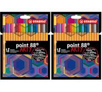 STABILO - Rotulador de punta fina - point 88 - ARTY - Estuche de 18-18 colores diferentes (Paquete de 2)