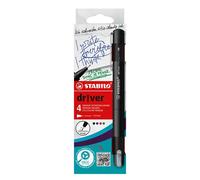 STABILO Rotulador punta fina dr!ver 0,4 mm tinta a prueba de manchas Pack de 4 colores