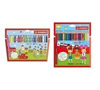 STABILO Rotulador escolar Trio AZ - Estuche de 24 + 1924/77-11 Lápices - Estuche con 24 y, Multicolor