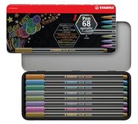 STABILO Rotulador metálico premium Pen 68 metallic – Estuche metálico de 8 colores metálicos (con gancho)