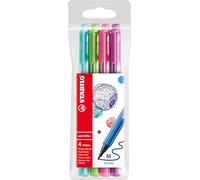STABILO Rotulador pointMax – Estuche de 4 – Colores de diseño: verde hielo, verde claro, rosa, lila