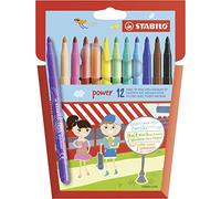 STABILO Rotulador Power – Estuche de 12 colores diferentes