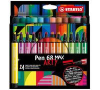 STABILO Rotulador premium Pen 68 MAX ARTY – Punta biselada gruesa – Estuche 24 colores diferentes