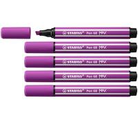 STABILO Rotulador premium Pen 68 MAX Punta biselada gruesa Pack de 5 Lila