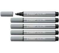 STABILO - Rotulador premium con punta biselada gruesa - Pen 68 MAX - Pack de 5 - gris medio